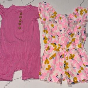Two Toddler Girls Rompers Pink 18M
